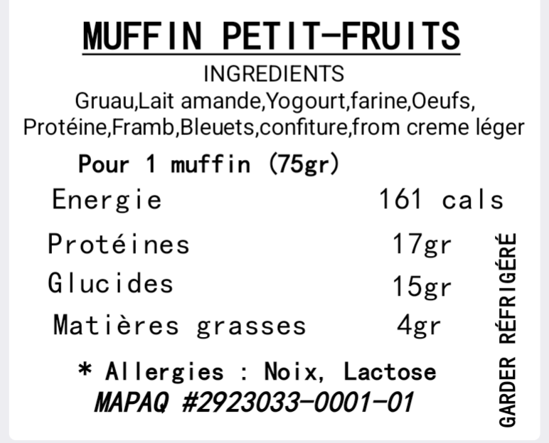 Muffin aux fruits (2/paq) 🍓